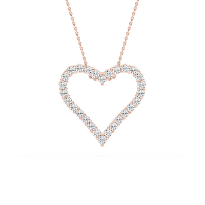 1 ctw Round Lab Grown Diamond Shared Prong Open Heart Pendant – 16-18 Inches