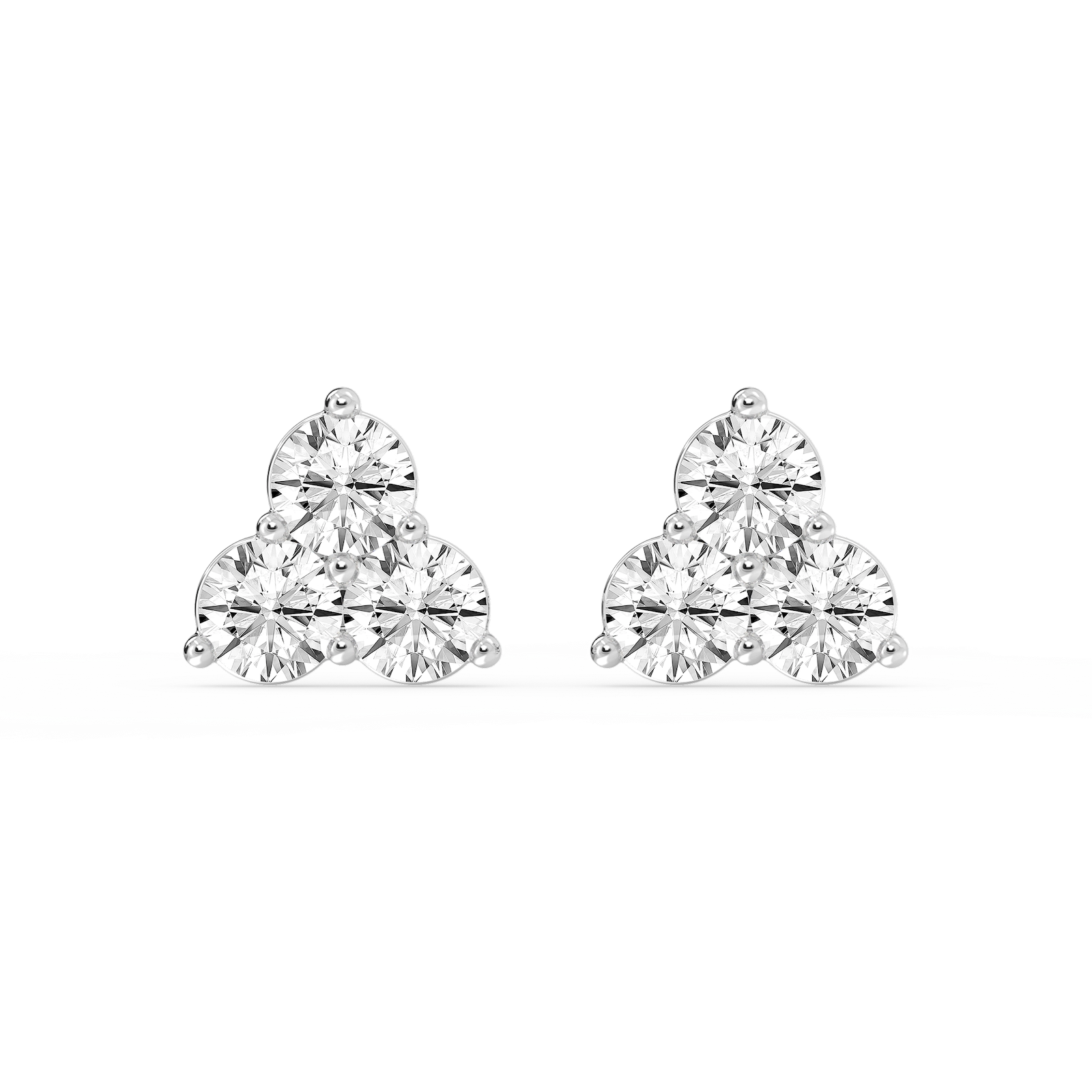 1 ¹⁄₁₀ ctw Round Lab Grown Diamond Three Stone Stud Earrings