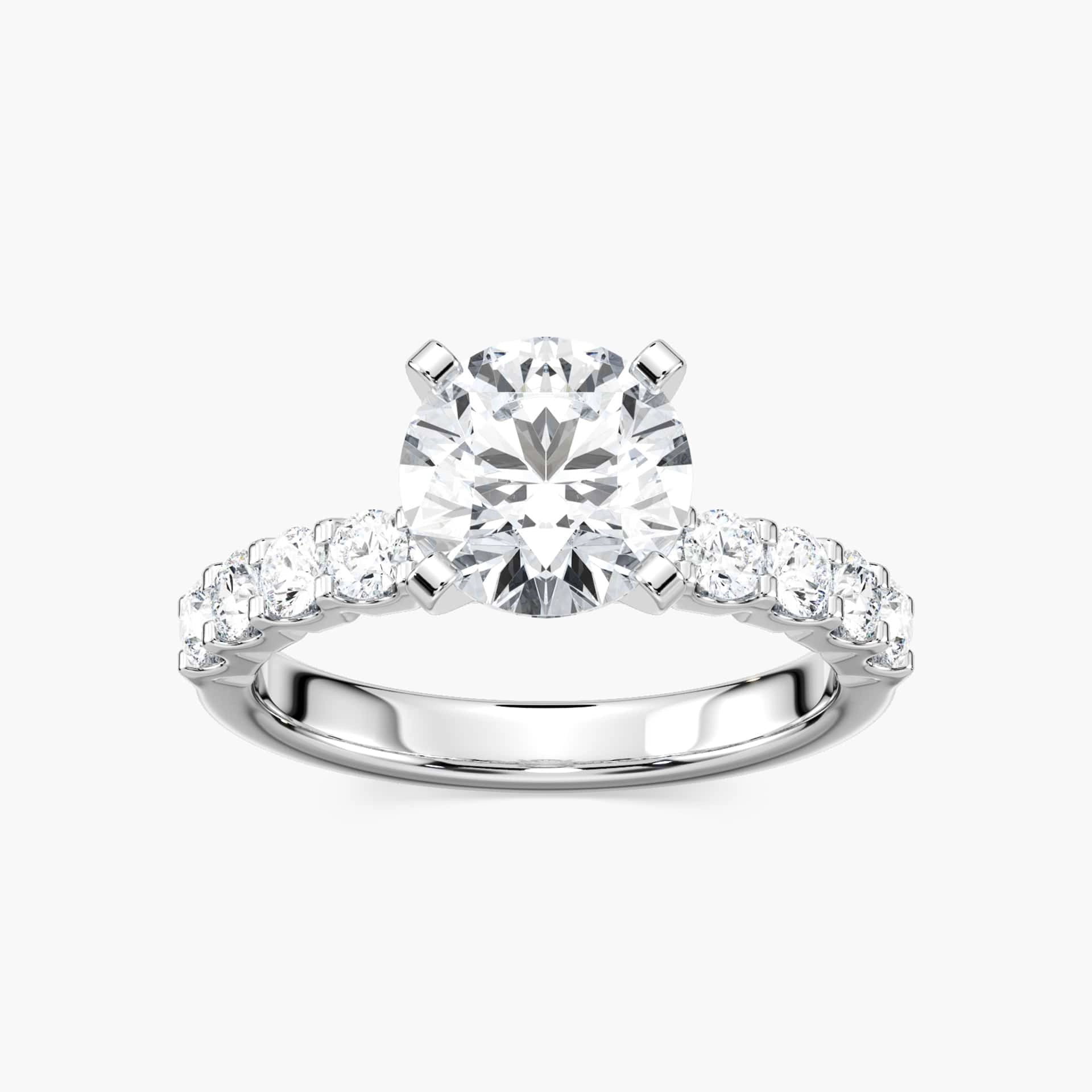 10 Stone Diamond Accented Engagement Ring shown with 2ct Lab Grown Diamond in 14k Rose Gold|10 Stone Diamond Accented Engagement Ring shown with 2ct Lab Grown Diamond in 14k Rose Gold