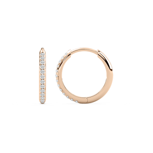 12mm Huggie Earrings with 0.18ctw Round Cut Lab-Grown Diamonds in 14K Rose Gold