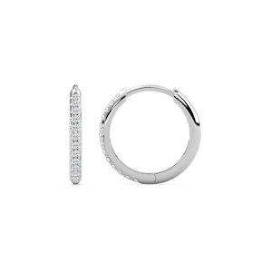 14mm Huggie Earrings with 0.18ctw Round Cut Lab-Grown Diamonds in 14K White Gold