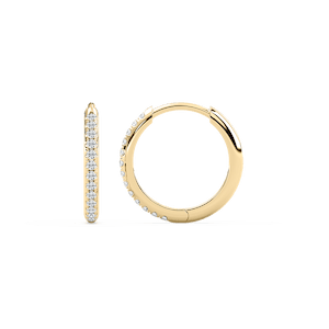 14mm Huggie Earrings with 0.18ctw Round Cut Lab-Grown Diamonds in 14K Yellow Gold