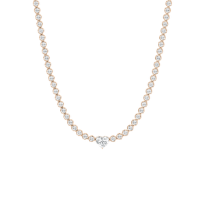13 ⅓ ctw Round Lab Grown Diamond Heart Center Tennis Necklace - 18 Inches