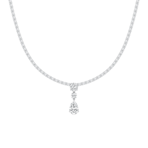 17 ctw Multi-Shape Lab Grown Diamond Three Stone Drop Tennis Necklace - 18 Inches