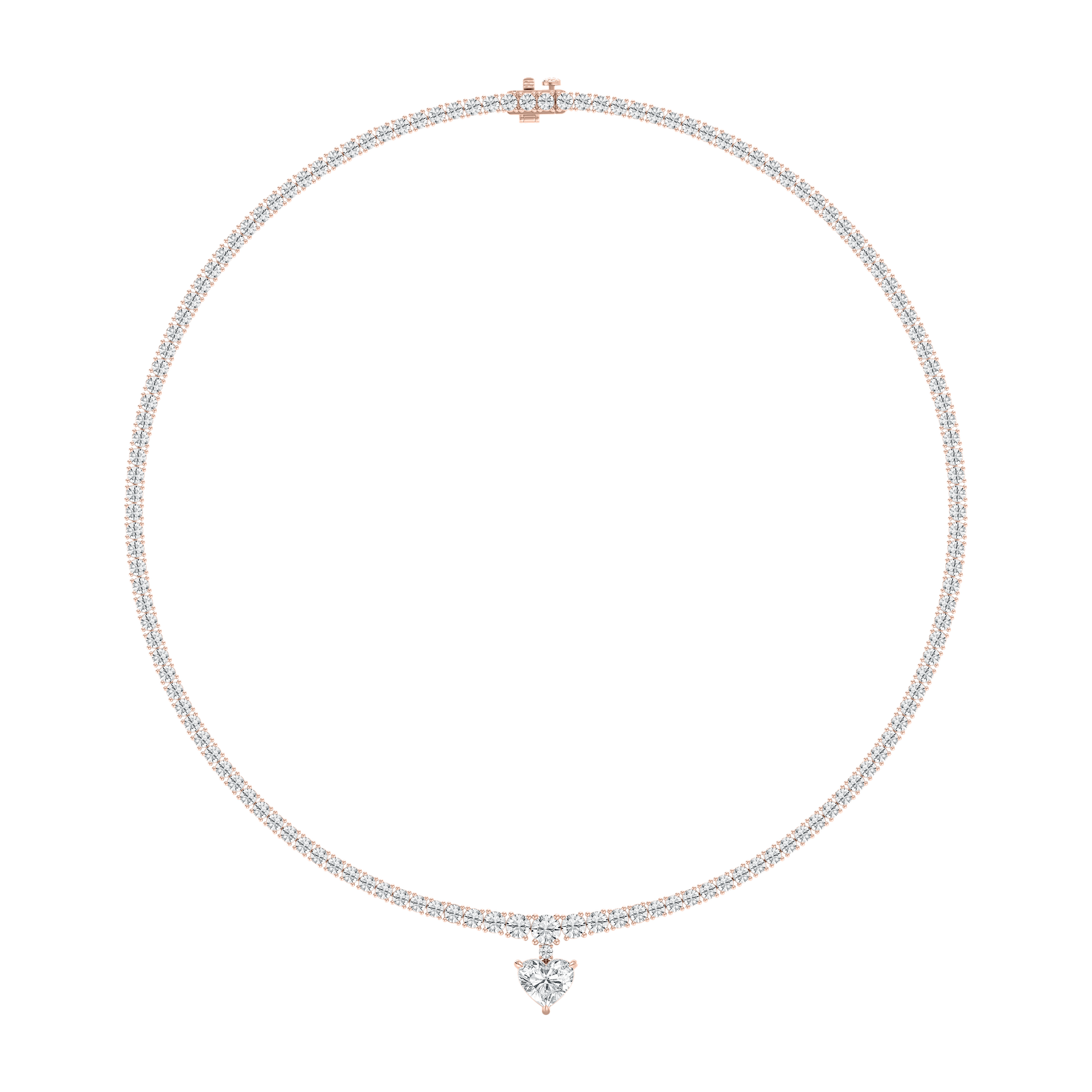 19 ctw Heart and Round Lab Grown Diamond Drop Tennis Necklace - 18 Inches - Signature Collection