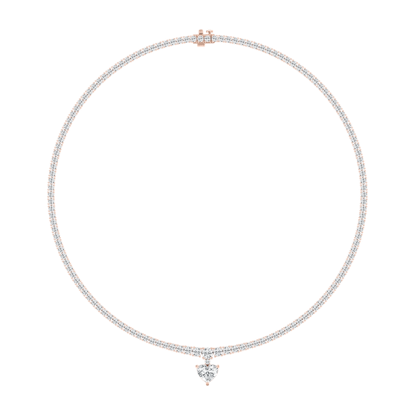 19 ctw Heart and Round Lab Grown Diamond Drop Tennis Necklace - 18 Inches - Signature Collection