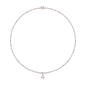 19 ctw Heart and Round Lab Grown Diamond Drop Tennis Necklace - 18 Inches