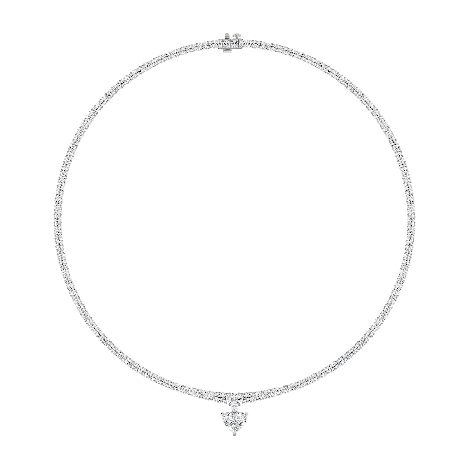 19 ctw Heart and Round Lab Grown Diamond Drop Tennis Necklace - 18 Inches - Signature Collection