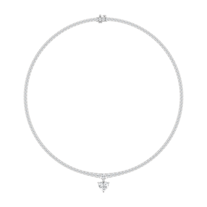 19 ctw Heart and Round Lab Grown Diamond Drop Tennis Necklace - 18 Inches