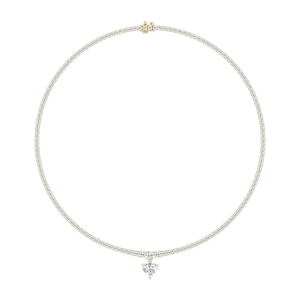 19 ctw Heart and Round Lab Grown Diamond Drop Tennis Necklace - 18 Inches