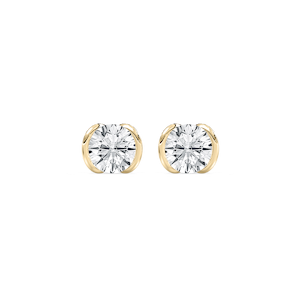 2 ctw Round Lab Grown Diamond Half Bezel Stud Earrings