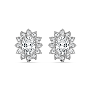 2 1⁄2 ctw Oval Lab Grown Diamond Vintage Halo Stud Earrings