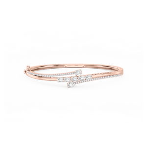 2 ⅕ ctw Emerald and Round Lab Grown Diamond Bypass Bangle Bracelet  - 7.25 Inches