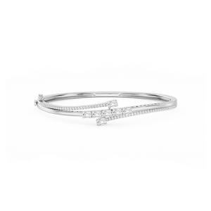 2 ⅕ ctw Emerald and Round Lab Grown Diamond Bypass Bangle Bracelet  - 7.25 Inches