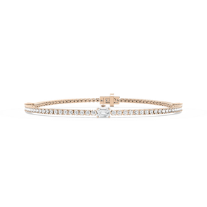 2 ²⁄₅ ctw Emerald Lab Grown Diamond Three Station Tennis Bracelet  - 7 Inches