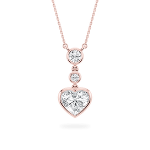 2 ¹⁄₄ ctw Heart and Round Lab Grown Diamond Bezel Set Three Stone Pendant – 16 to 18 Inches