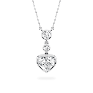2 ¹⁄₄ ctw Heart and Round Lab Grown Diamond Bezel Set Three Stone Pendant – 16 to 18 Inches