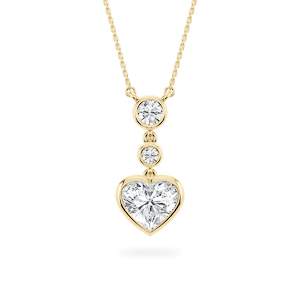 2 ¹⁄₄ ctw Heart and Round Lab Grown Diamond Bezel Set Three Stone Pendant – 16 to 18 Inches