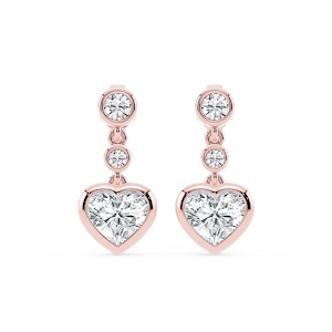 2 ¼ ctw Heart and Round Lab Grown Diamond Three Stone Drop Earrings
