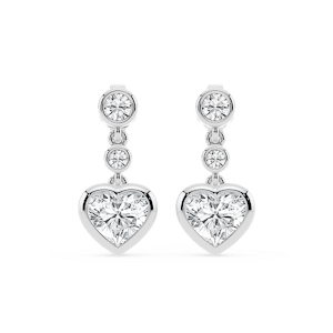2 ¼ ctw Heart and Round Lab Grown Diamond Three Stone Drop Earrings