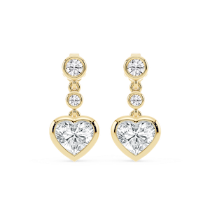 2 ¼ ctw Heart and Round Lab Grown Diamond Three Stone Drop Earrings