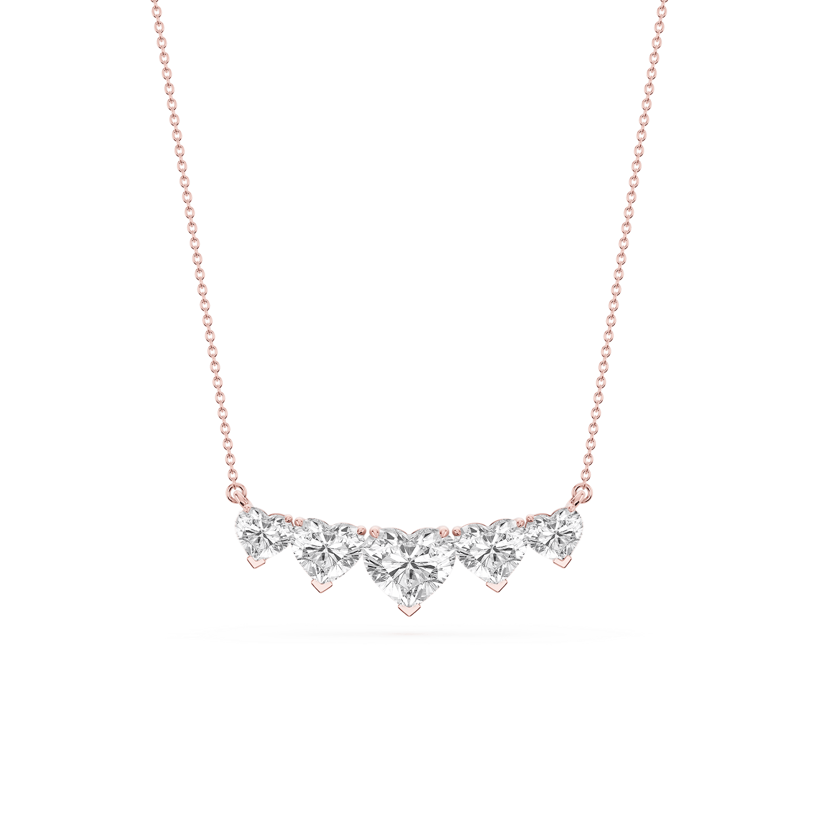 2 ½ ctw Heart Lab Grown Diamond Five Stone Necklace - 18 Inches