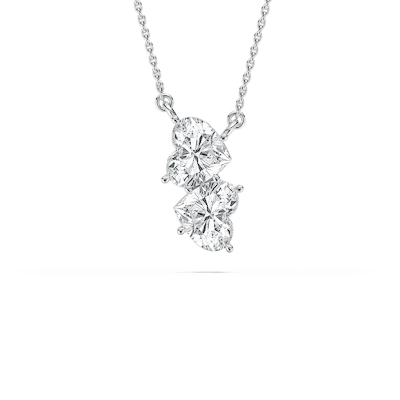 2 ctw Heart Lab Grown Diamond Two Stone Pendant - 18 Inches