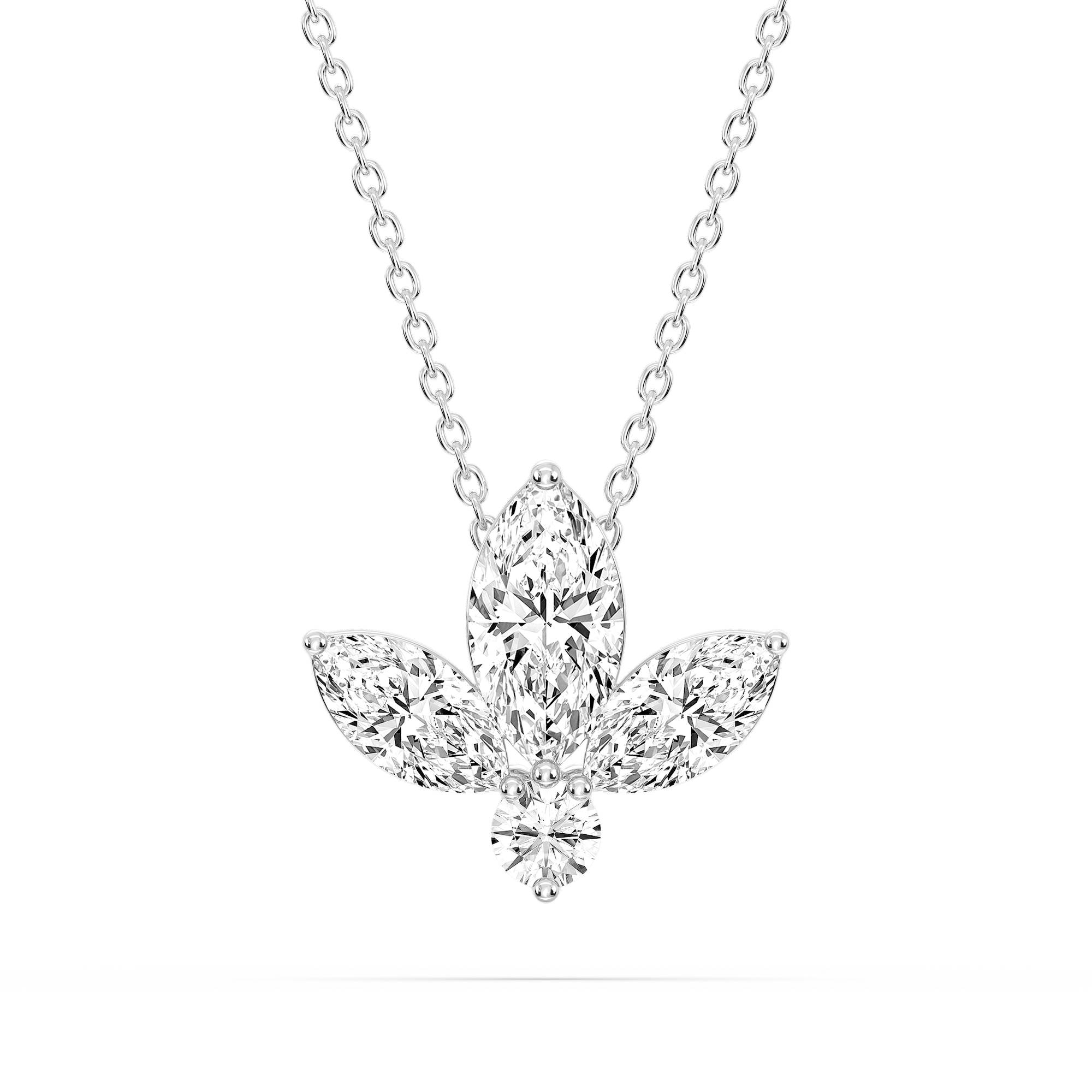 2 ¹⁄₆ ctw Marquise and Round Lab Grown Diamond Flower Pendant - 16 to 18 Inches