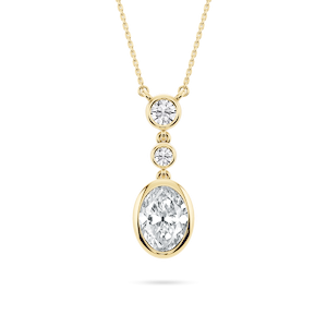 2 ¼ ctw Oval and Round Lab-Grown Diamond Bezel Set Three Stone Pendant – 16–18 inches