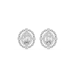 2 ctw Oval and Round Lab Grown Diamond Double Halo Stud Earrings