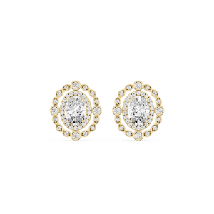2 ctw Oval and Round Lab Grown Diamond Double Halo Stud Earrings
