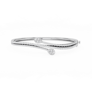 2 ¼ ctw Pear and Round Lab Grown Diamond Bypass Bangle Bracelet  - 7.25 Inches
