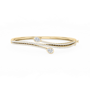 2 ¼ ctw Pear and Round Lab Grown Diamond Bypass Bangle Bracelet  - 7.25 Inches