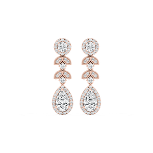 1 ¾ ctw Pear and Round Lab Grown Diamond Chain Drop Earrings