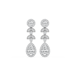 2 ⅜ ctw Pear and Round Lab Grown Diamond Chain Drop Earrings