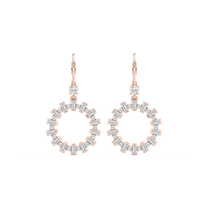 2 ctw Round and Baguette Lab Grown Diamond Circle Drop Earrings