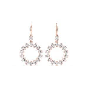 2 ctw Round and Baguette Lab Grown Diamond Circle Drop Earrings