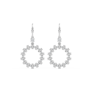 2 ctw Round and Baguette Lab Grown Diamond Circle Drop Earrings
