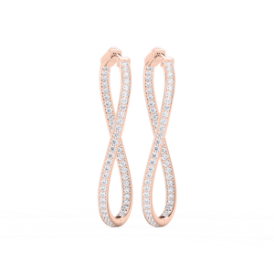 2 ¹⁄₁₀ ctw Round Lab Grown Diamond Channel Set Wavy Hoop Earrings