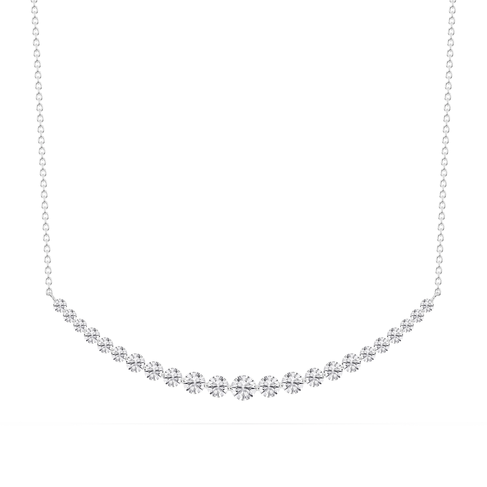 2 ctw Round Lab Grown Diamond Shared Prong Smile Necklace - 16 to 18 Inches