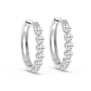 2 ctw Round Lab Grown Diamond Single Shared Prong Hoop Earrings