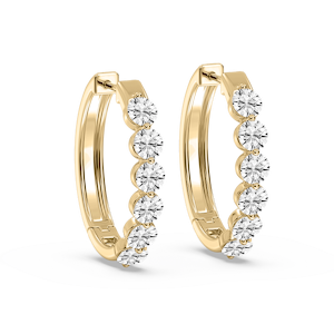 2 ctw Round Lab Grown Diamond Single Shared Prong Hoop Earrings