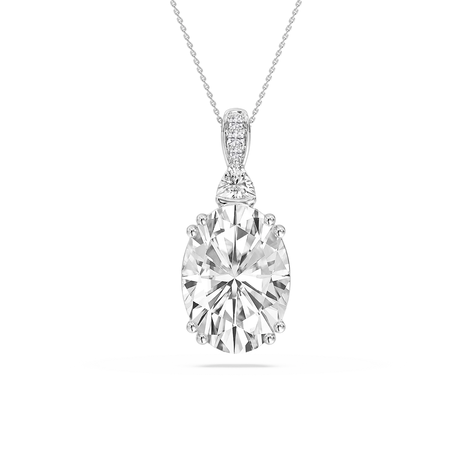 23 ¾ ctw Oval Lab Grown Diamond Double Prong Pendant - 18 Inches - Signature Collection