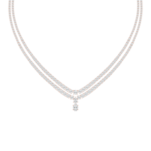 26 ⅓ ctw Round, Oval and Pear Lab Grown Diamond Double Row Drop Tennis Necklace - 18 Inches - Signature Collection