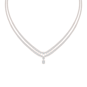 26 ⅓ ctw Round, Oval and Pear Lab Grown Diamond Double Row Drop Tennis Necklace - 18 Inches