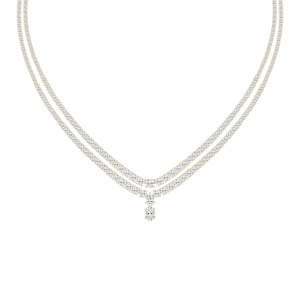 26 ⅓ ctw Round, Oval and Pear Lab Grown Diamond Double Row Drop Tennis Necklace - 18 Inches