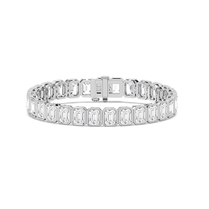 29 ctw Emerald Lab Grown Diamond Bezel Set Tennis Bracelet  - 7 Inches