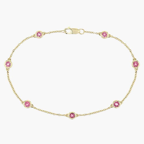 Lab Created Gemstone Station Bracelet