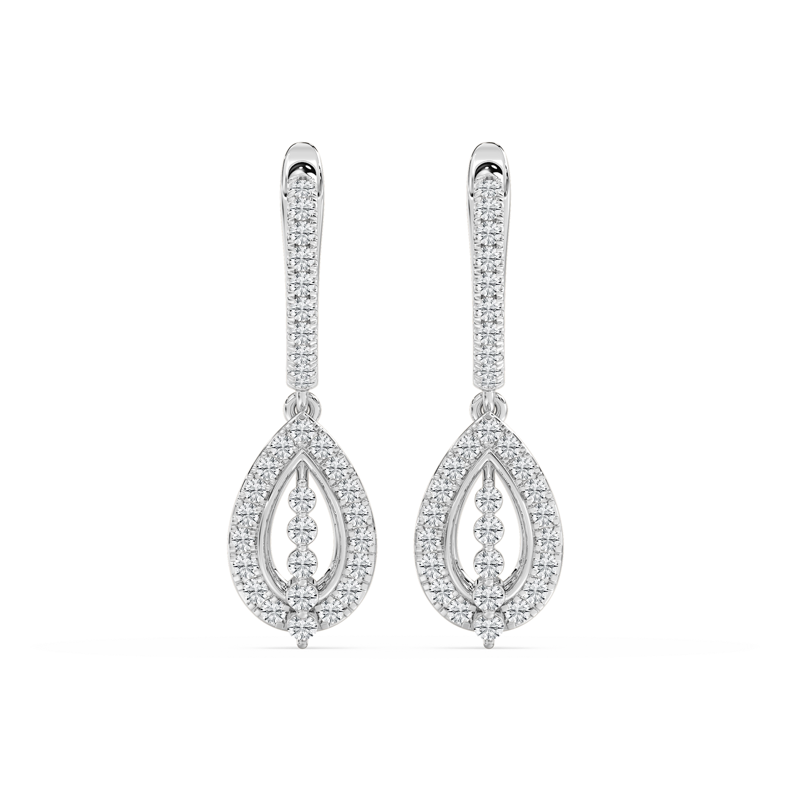 3/4 ctw Round Lab Grown Diamond Leverback Drop Earrings