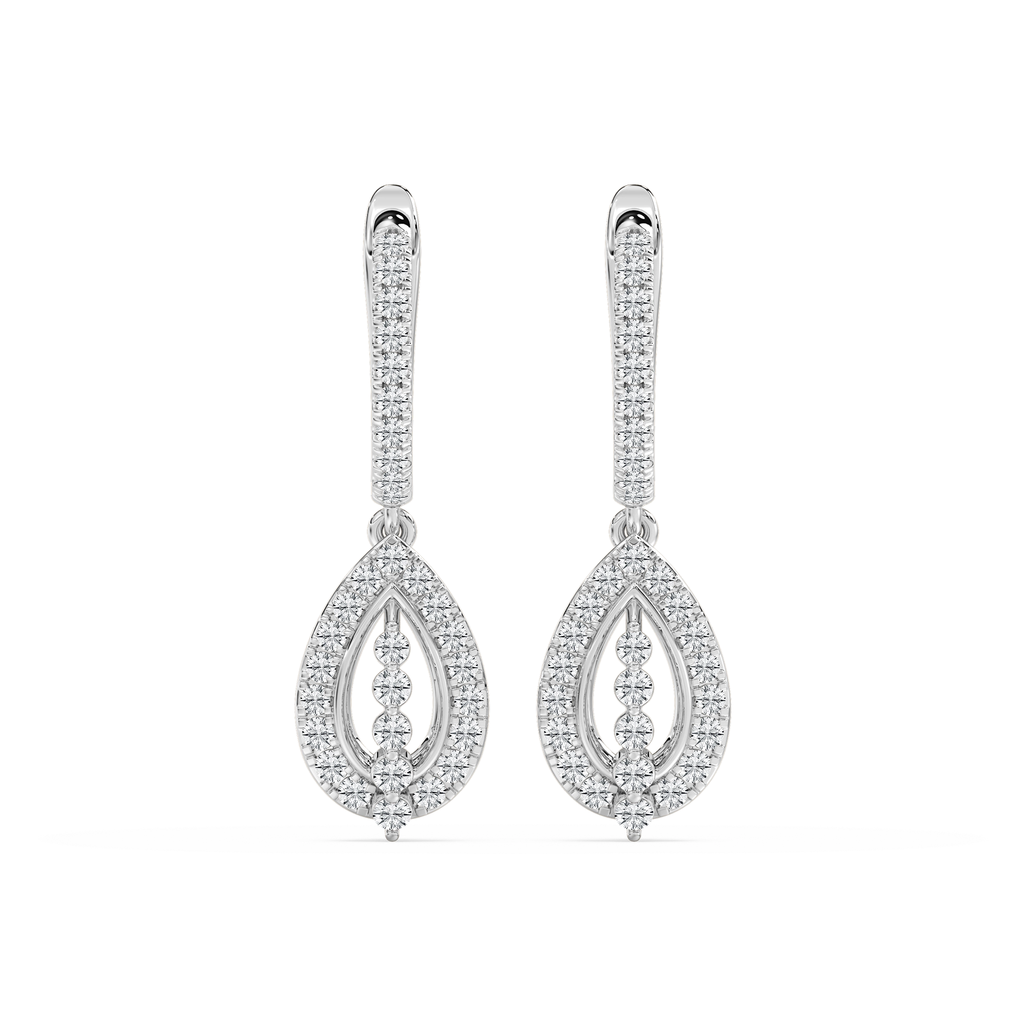 3/4 ctw Round Lab Grown Diamond Leverback Drop Earrings